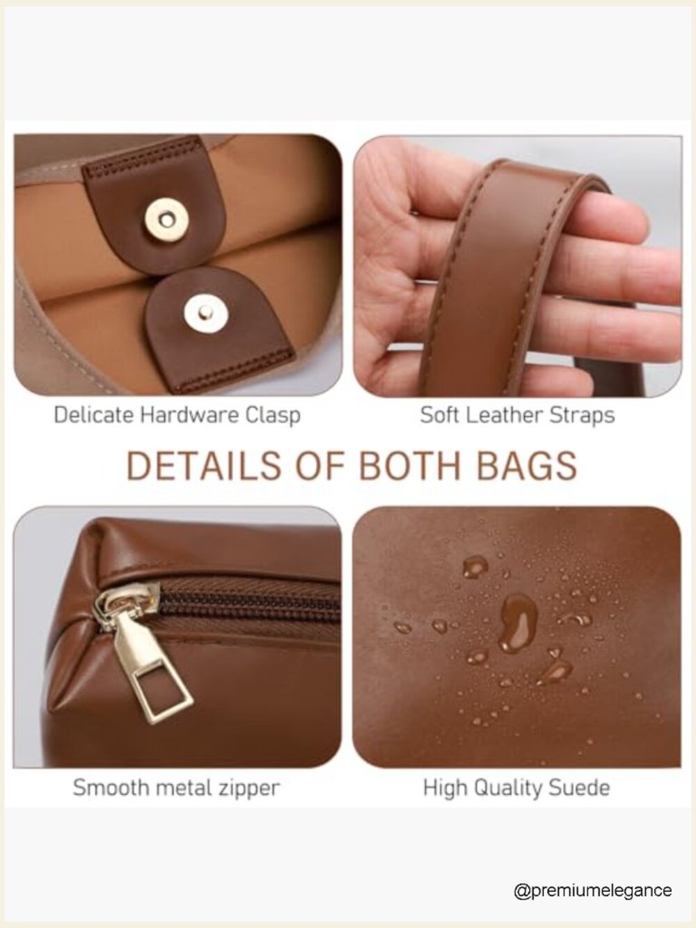 2-Piece Vegan Leather Purse Set: Slouchy Hobo & Tote Bags - Picture 5 of 7